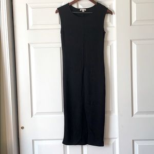 Midi black ribbed jersey dress